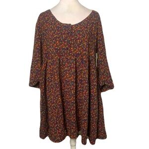NWT Fossil Small Ditzy Floral Long Sleeve Multicolor Mini Dress Cottagecore